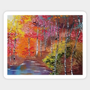 Autumn Woods Painting, Fall Decor, Autumn Decor, Country Cottage, Fall Trees, Falling Leaves, Colorful Leaves, Foilage Sticker